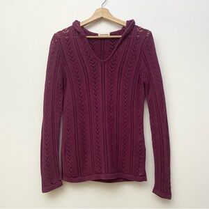 100% Cotton Hooded Lace Knit Sweater